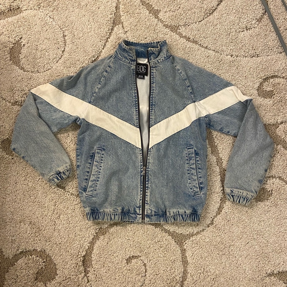 BDG denim jacket blue and white